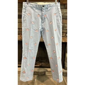 Men’s CASTAWAY Blue Embroidered When Pigs Fly Chino Pants 34x30 *D3